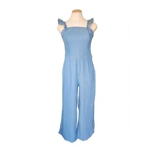 Stylish Light Blue Denim Wide Leg Bodysuit